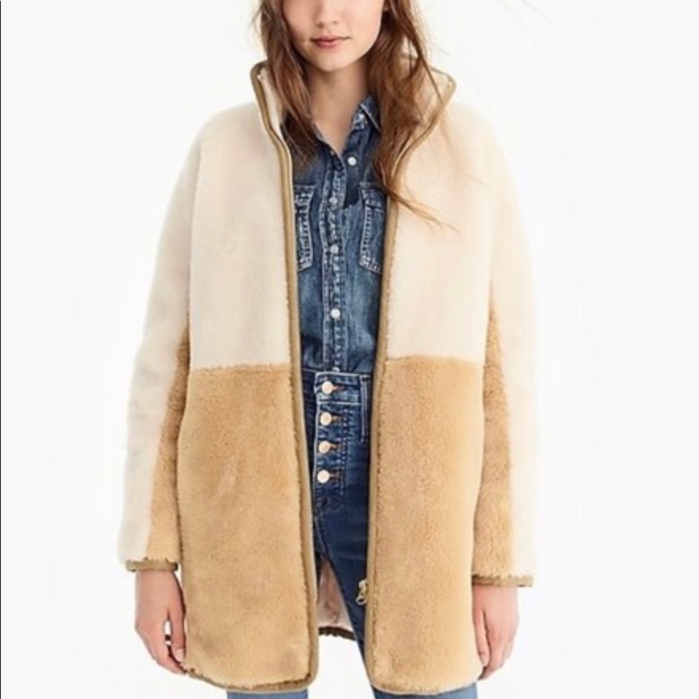 JCrew Color Block Teddy Coat